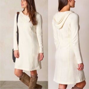 PrAna Women's Maud Sweatshirt Dress small Cable Knit Hood Organic Cotton Ivory